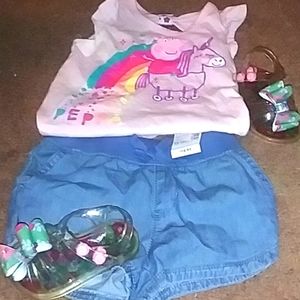 🌟Peppa Pig Cute 🔥 outfit with sandles & Shorts